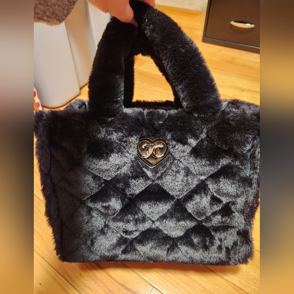Juicy Couture Black Faux Fur Tote Bag